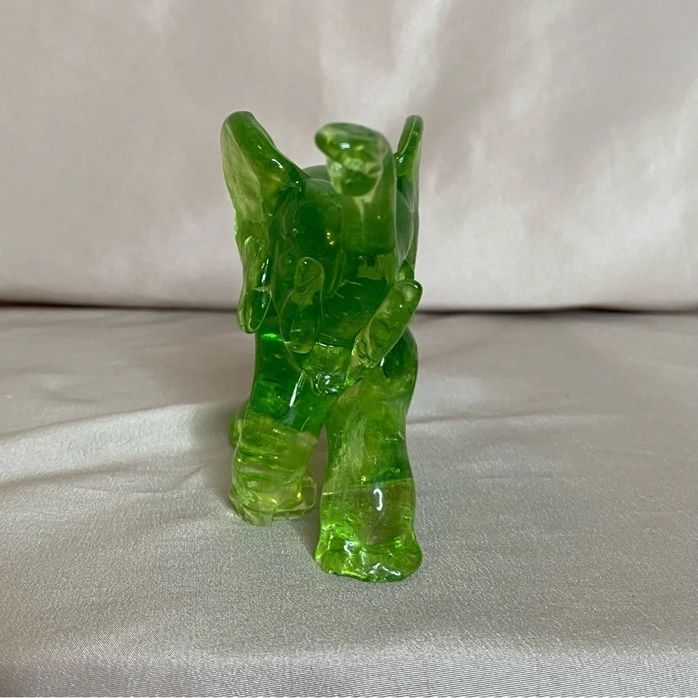 Handmade Elephant Green Blown Glass